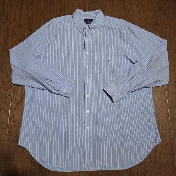 Polo by Ralph Lauren Other - Polo Ralph Lauren Oxford Shirt Men Size 2XLT Blue Striped Flesh Pony Long Sleeve